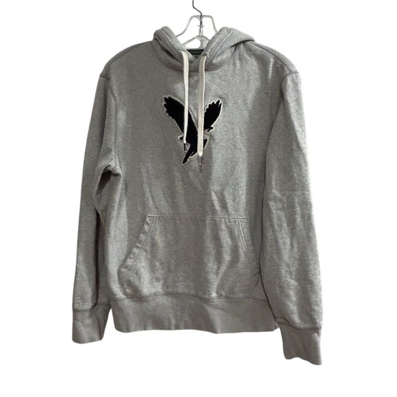 American Eagle 1977 Mens Pullover Hoodie Sweatshirt Light Grey Size S Vintage - Picture 1 of 9